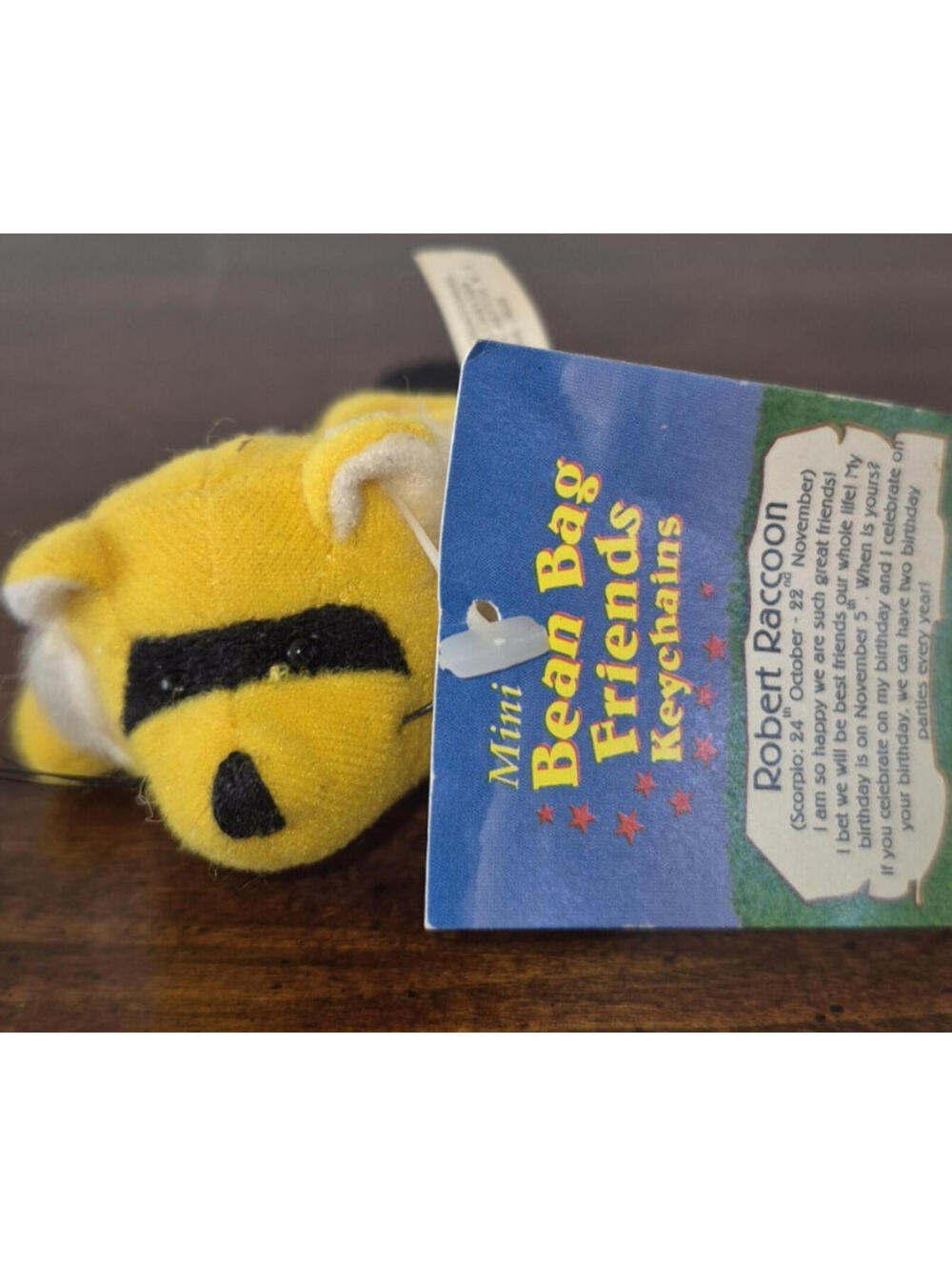 NEW Mini Bean Bag Friends Robert RACCOON Plush Keychain - November 5 birthday